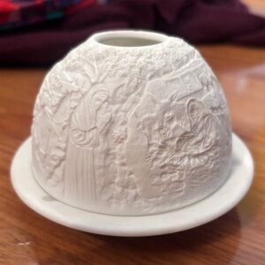 Bernardaud Limoges Porcelain Nativity Votive Holder Intricate Design France